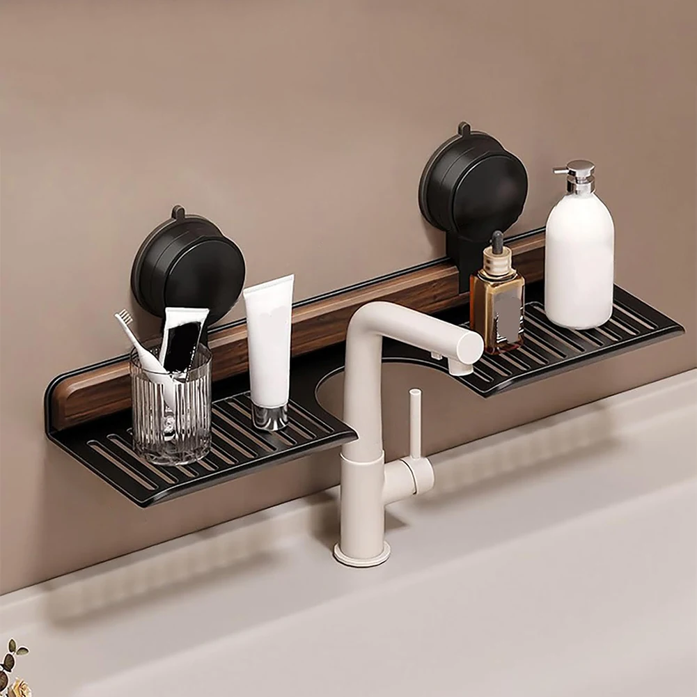 Tiny Home Bathroom Kit - E5 Walnut Suction Cup Bathroom Shelf