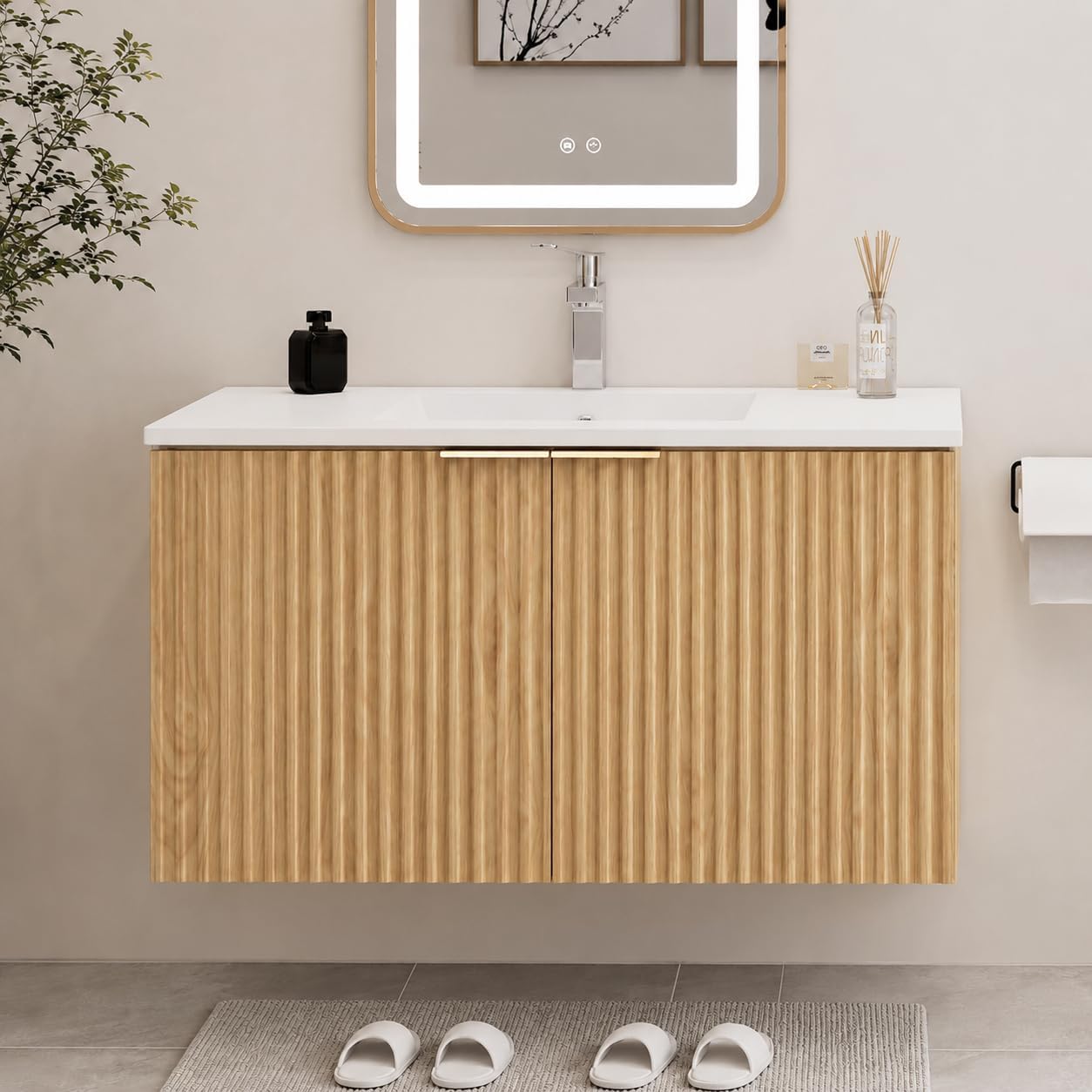 Home Bathroom - Modern Floating Bathroom Vanity With Wavy