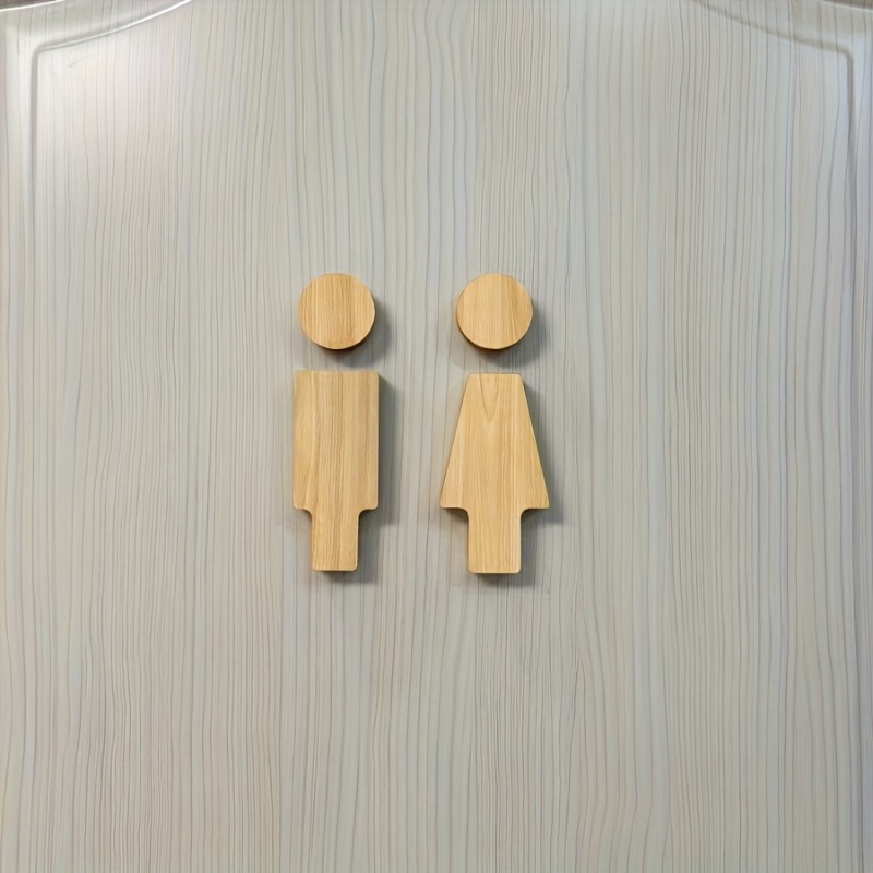 Home Bathroom Door Signs - 2PCS Wooden Bathroom Sign for Men's