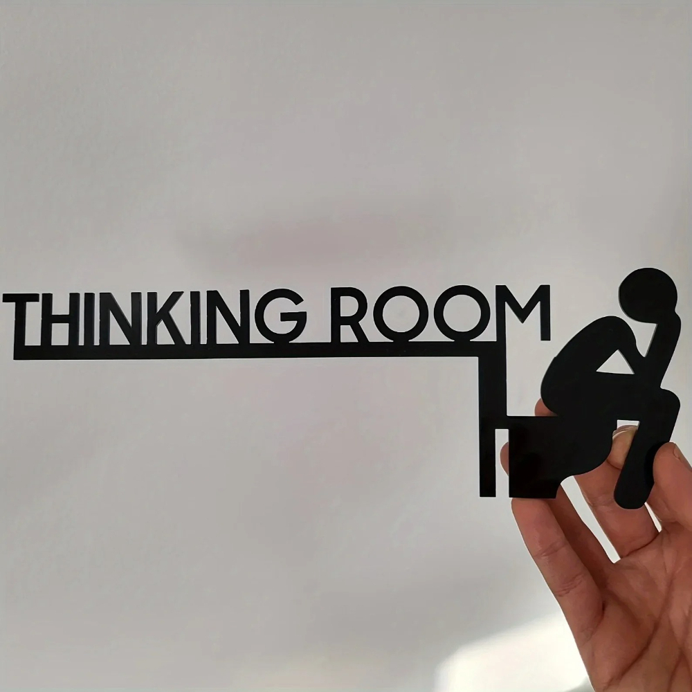 Home Bathroom Door Signs - Thinking Room Toilet Door Corner Sign