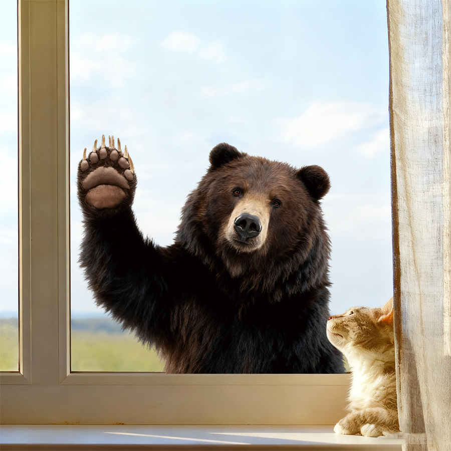 Home One Bathroom - 1Pc Lifelike Bear Wall Sticker with