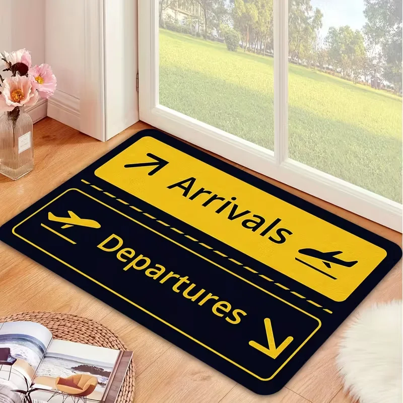 Home Bathroom Door Signs - Airport Sign Doormat Funny Entrance Rug