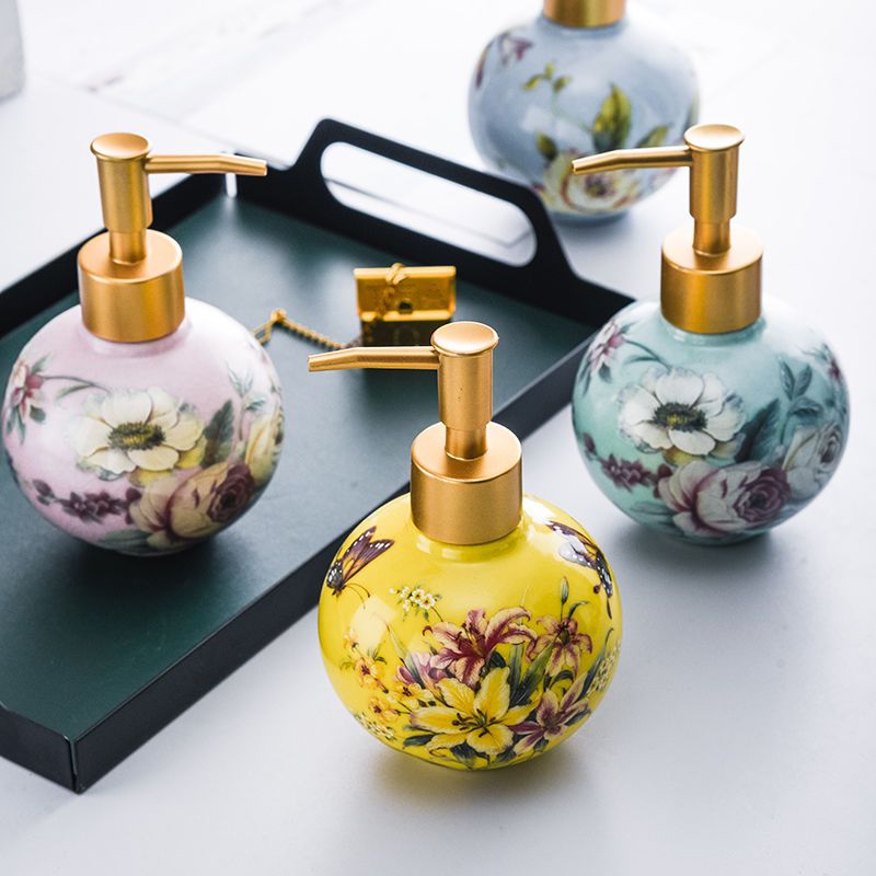 Tiny Home Bathroom Kit - 300ml Ceramic Sub-bottle Color Flower and