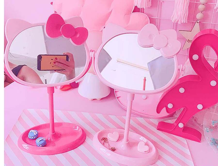 Home Bathroom Vanity - Hello Kitty Cartoon Makeup Mirror, Desktop