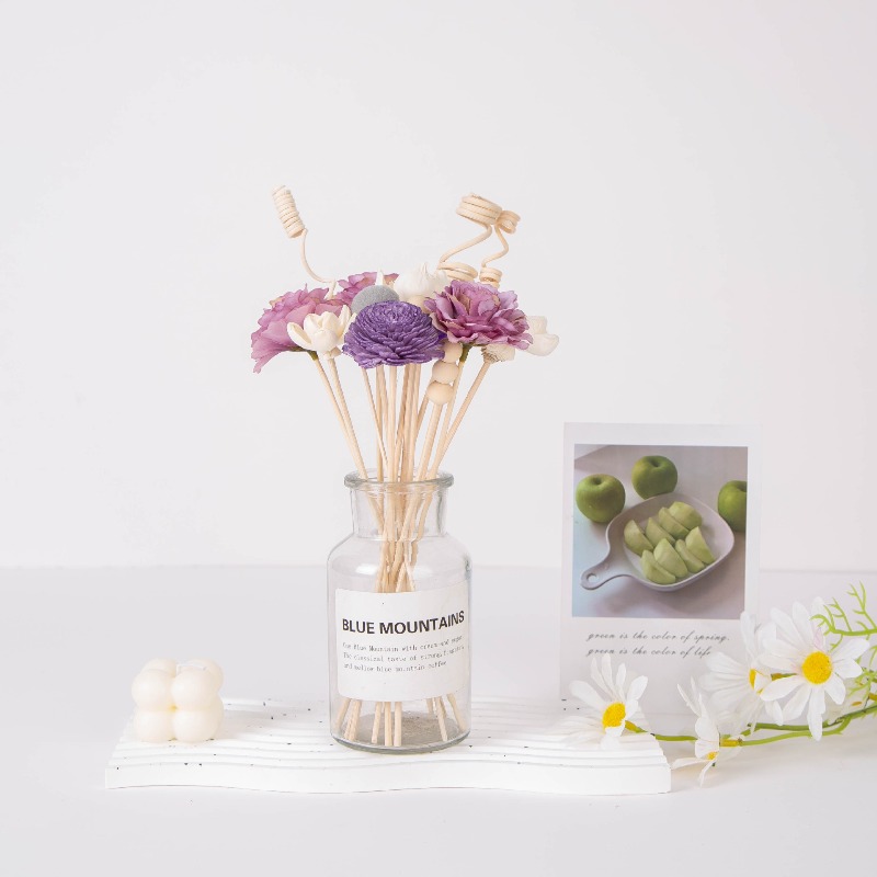 Home One Bathroom - Rattan Sticks and Sola Flowers Set
