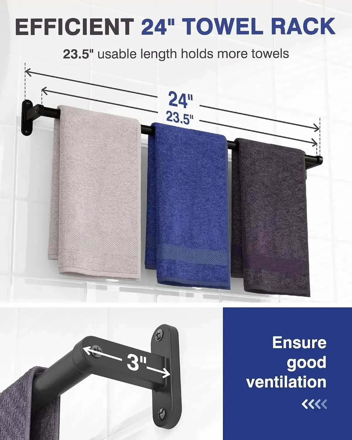 Matte Black Towel Rack for Bat - Home Essentials Bathroom Accessories 评论和价格