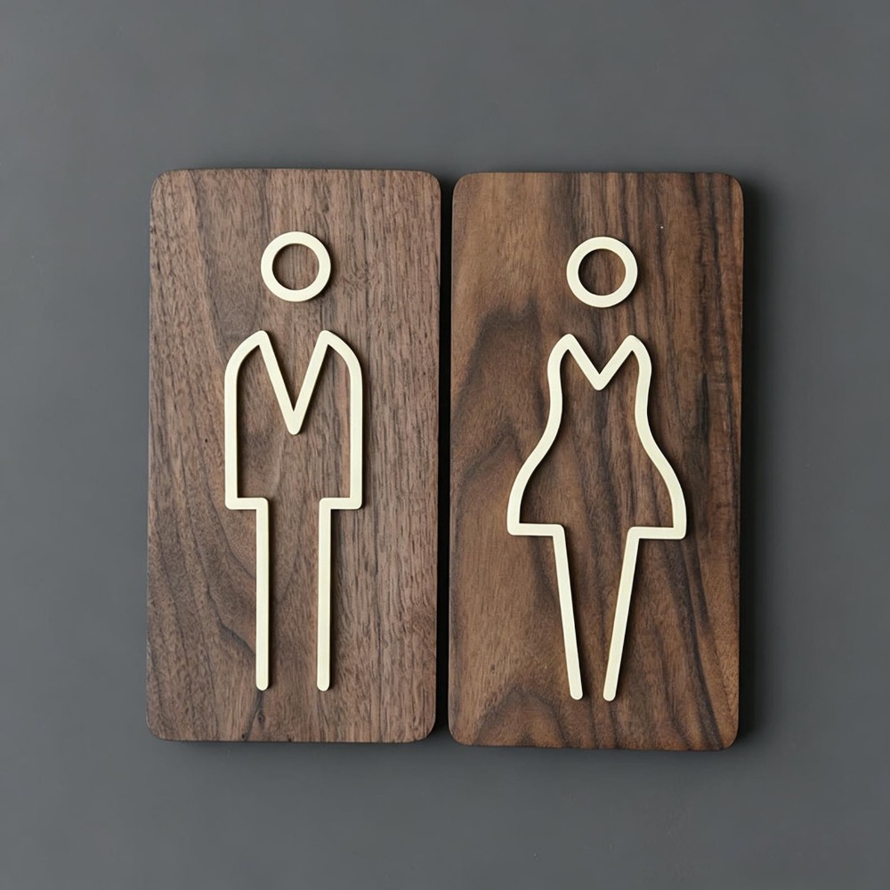 Brass Restroom Door Sign, Gold - Home Bathroom Door Signs 评论和价格