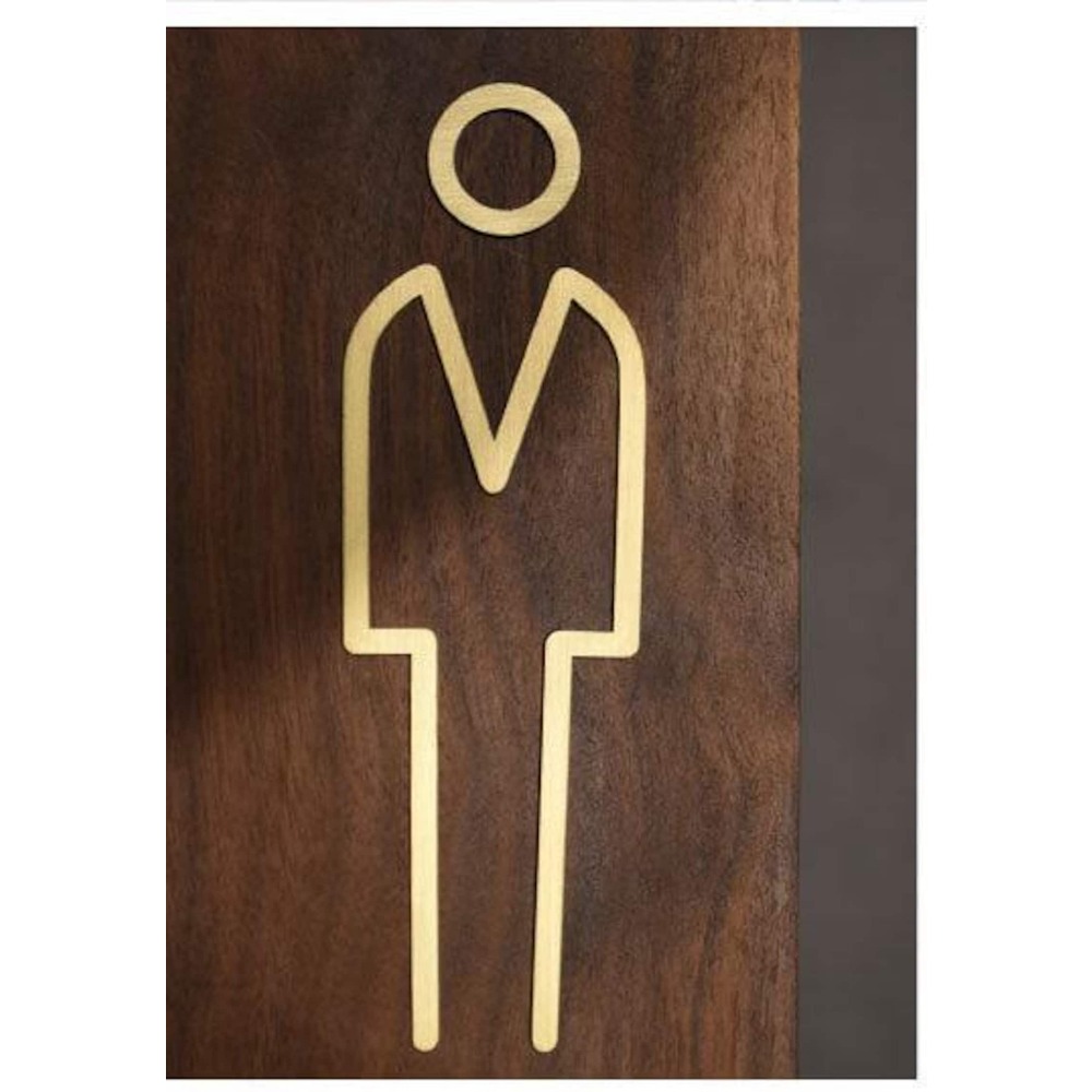 Brass Restroom Door Sign, Gold - Home Bathroom Door Signs 评论和价格