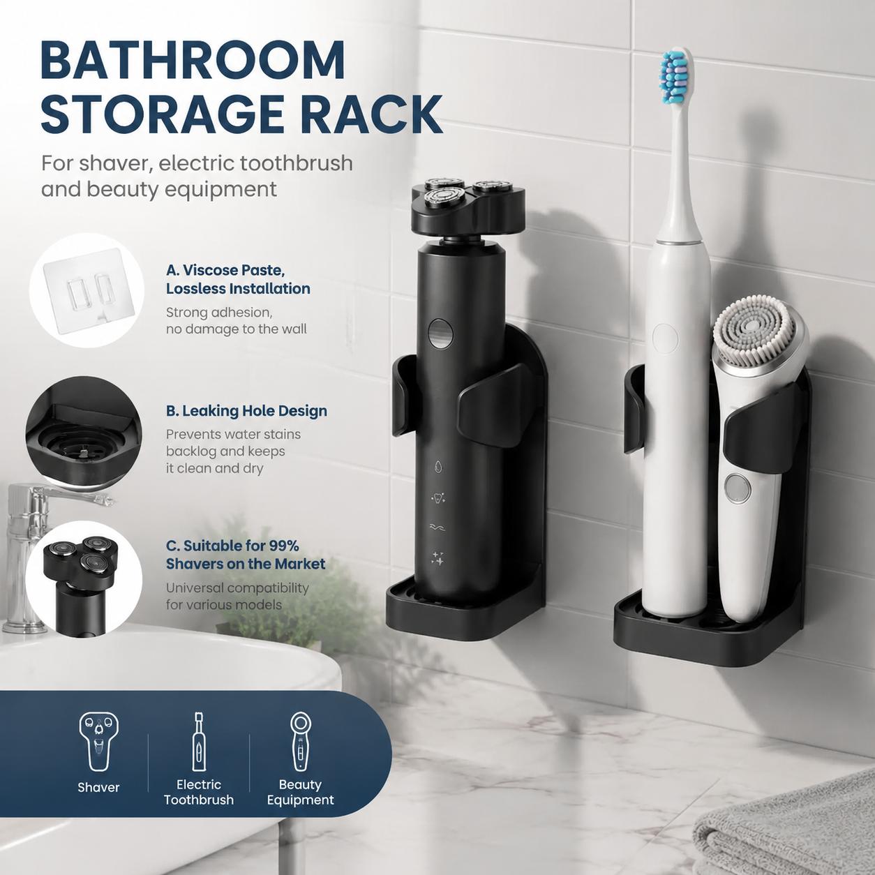 Self Adhesive No Drill Waterpr - Home Essentials Bathroom Accessories 评论和价格