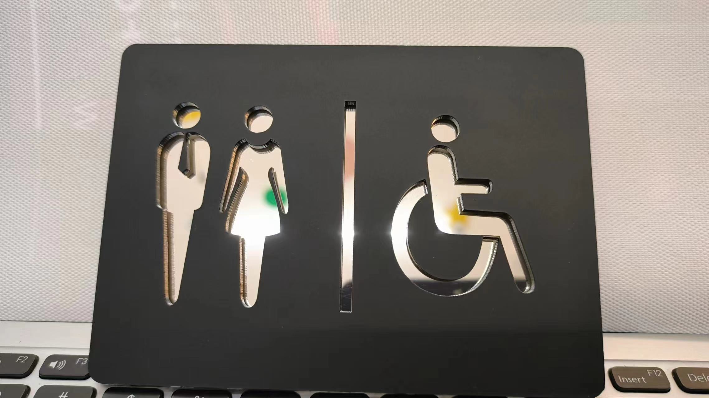 Matte Black Gold Toilet Sign P - Home Bathroom Door Signs 评论和价格