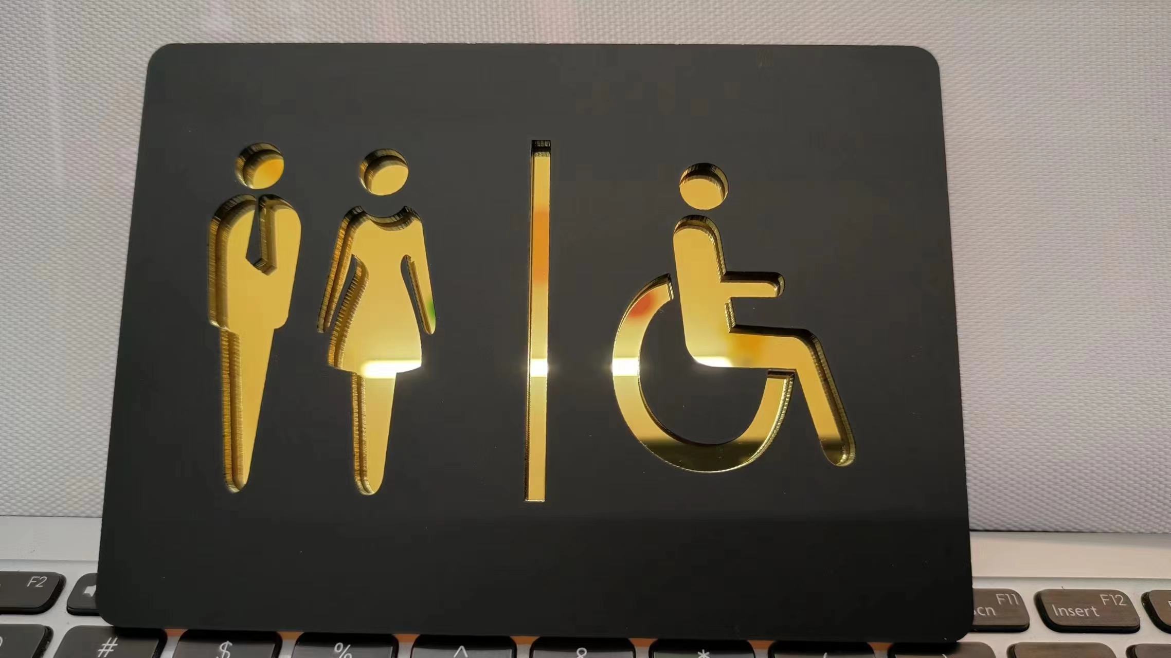 Matte Black Gold Toilet Sign P - Home Bathroom Door Signs 评论和价格