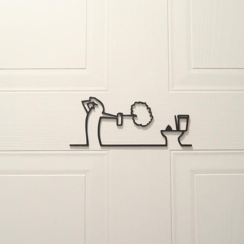 New Minimalist Line Metal Bath - Home Bathroom Door Signs 评论和价格