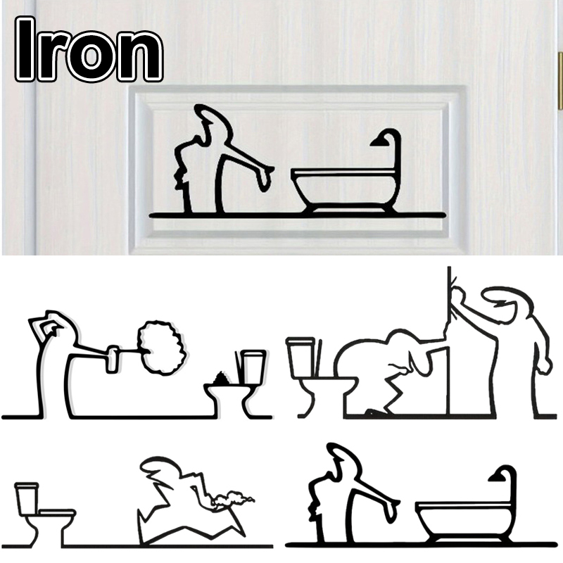 New Minimalist Line Metal Bath - Home Bathroom Door Signs 评论和价格