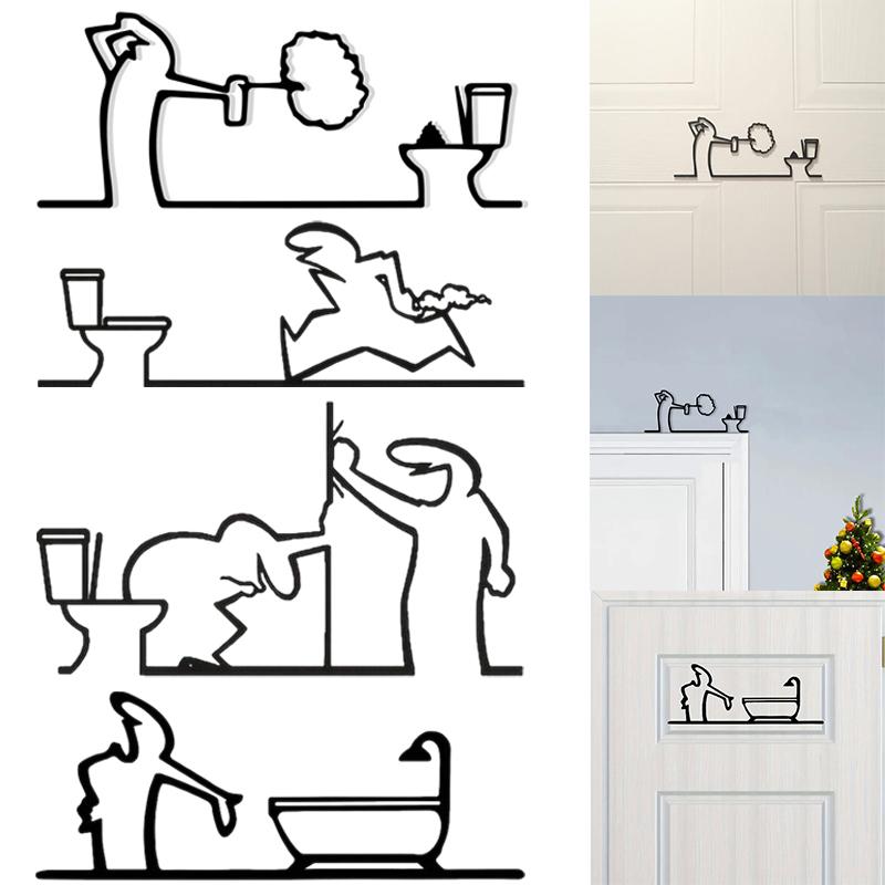 New Minimalist Line Metal Bath - Home Bathroom Door Signs 评论和价格
