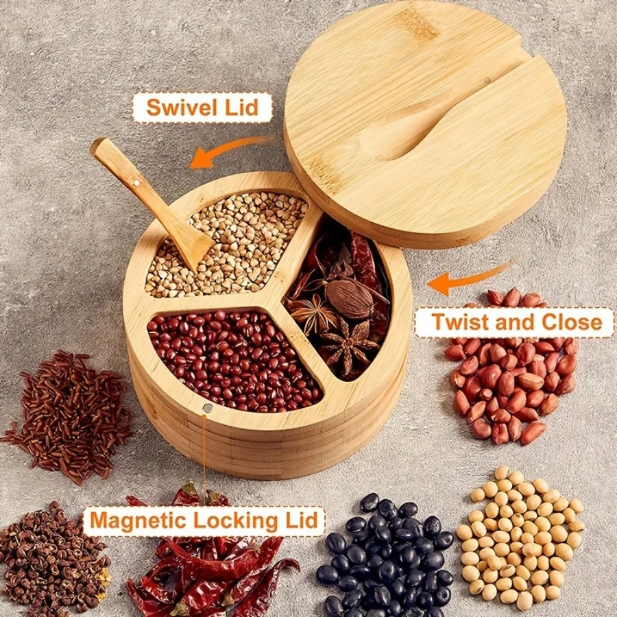 Bamboo Covered Wooden Spoon Se - Bath Salts Jar 评论和价格