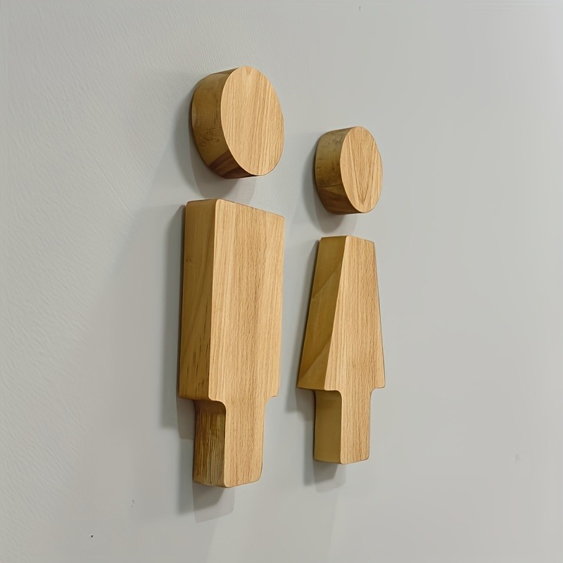 2PCS Wooden Bathroom Sign for  - Home Bathroom Door Signs 评论和价格