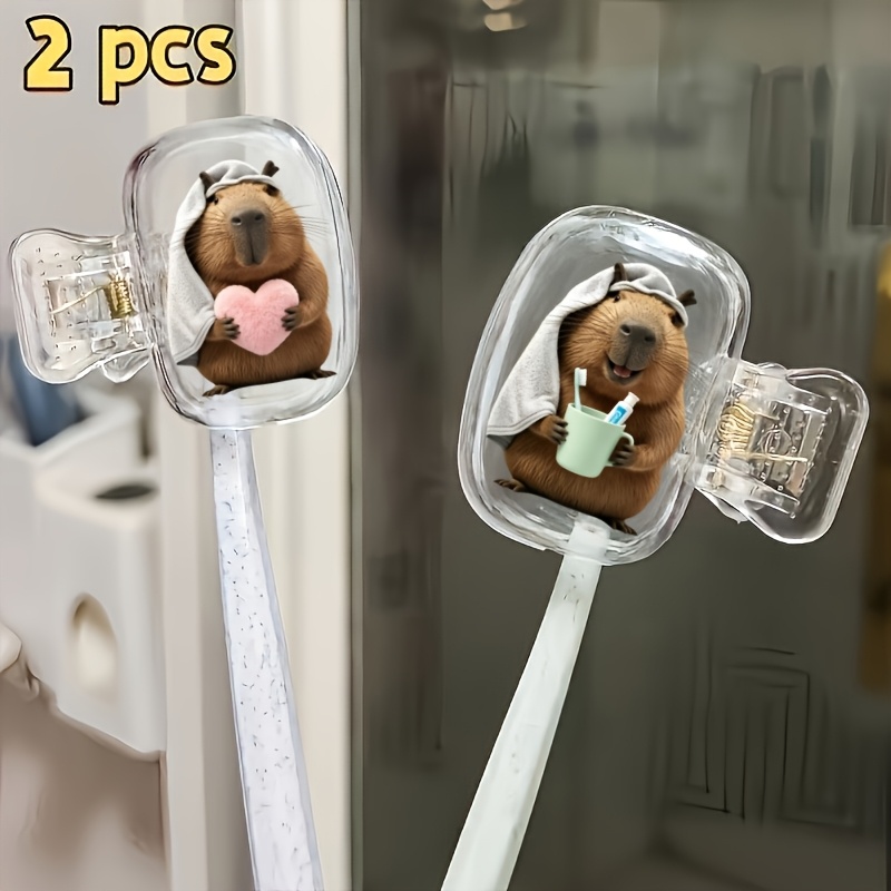 2pcs Capybara Holding Heart An - Home Essentials Bathroom Accessories 评论和价格