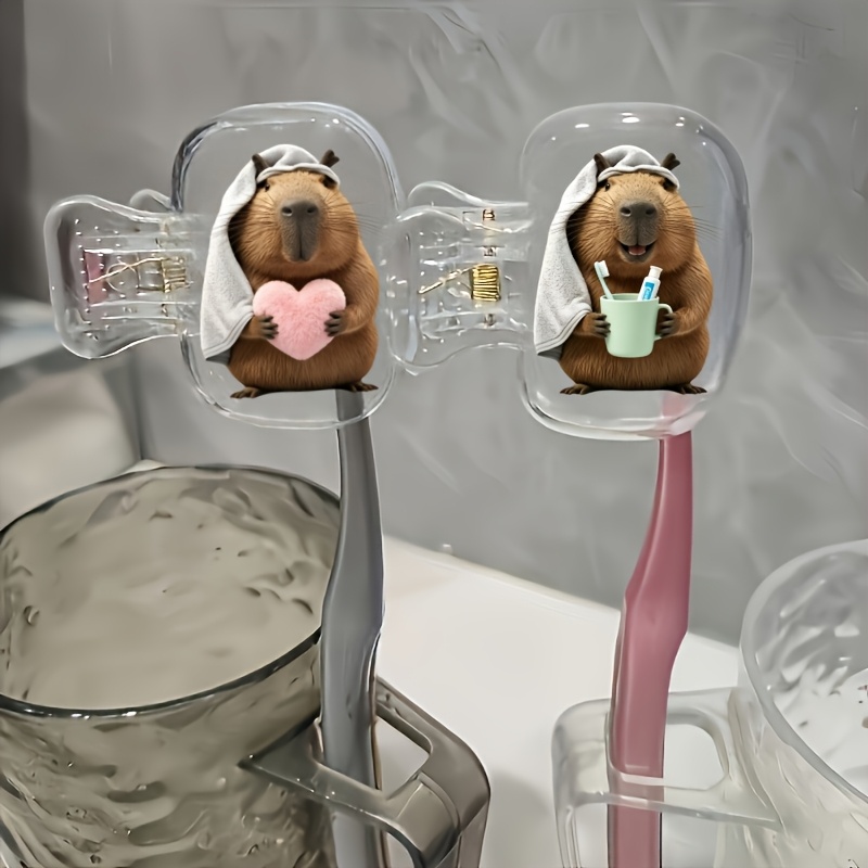 2pcs Capybara Holding Heart An - Home Essentials Bathroom Accessories 评论和价格