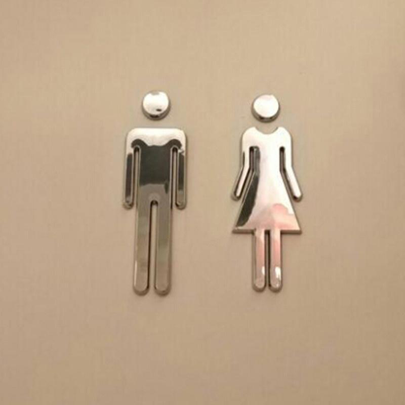3D Acrylic Mirror Toilet Door  - Home Bathroom Door Signs 评论和价格