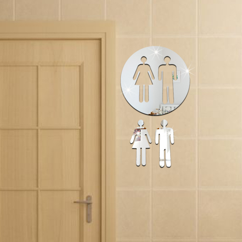 3D Acrylic Mirror Toilet Door  - Home Bathroom Door Signs 评论和价格