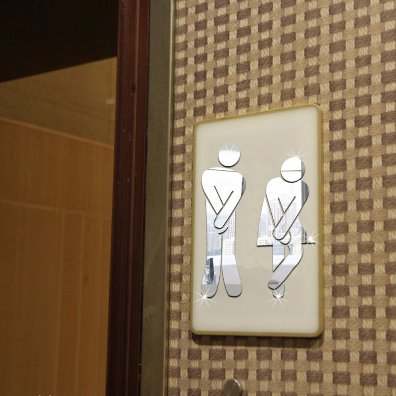 3D Acrylic Mirror Toilet Door  - Home Bathroom Door Signs 评论和价格