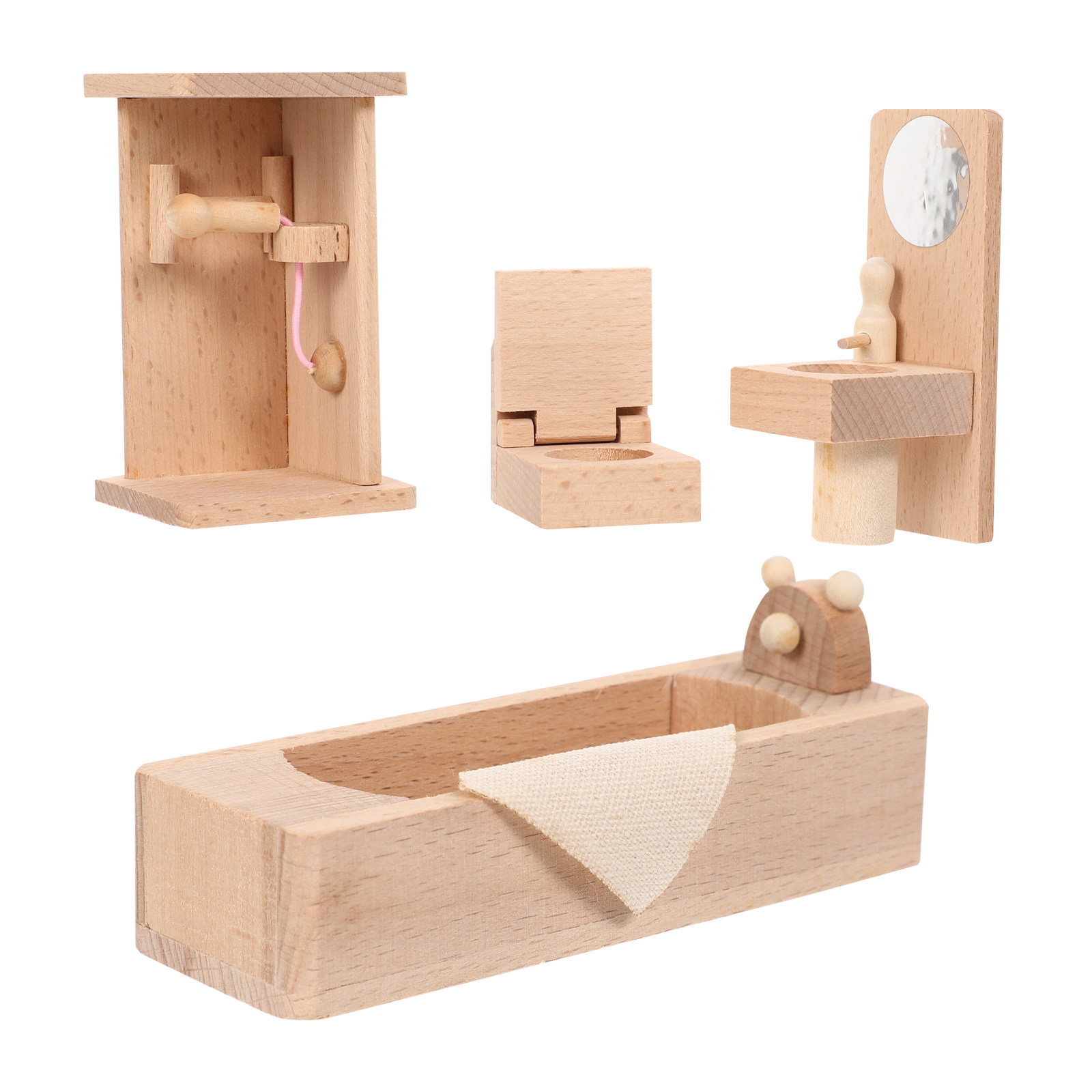 1Set Safe Natural Wood Mini Ba - Tiny Home Bathroom Kit 评论和价格