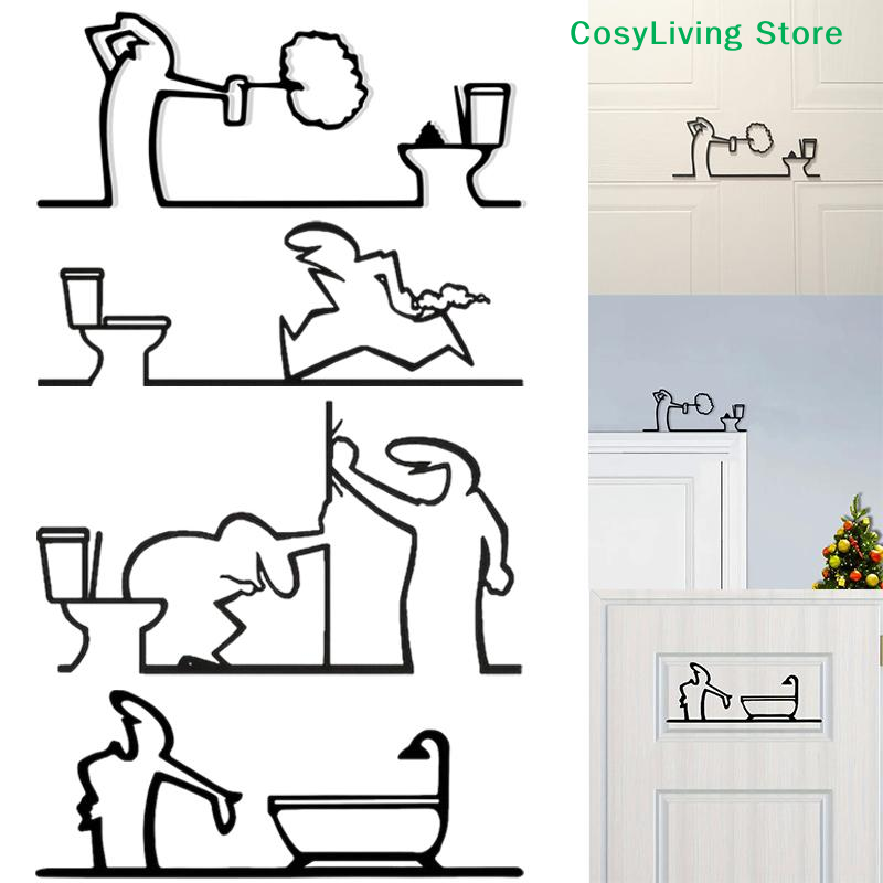 Metal Minimalist Line Bathroom - Home Bathroom Door Signs 评论和价格