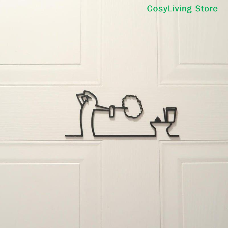 Metal Minimalist Line Bathroom - Home Bathroom Door Signs 评论和价格