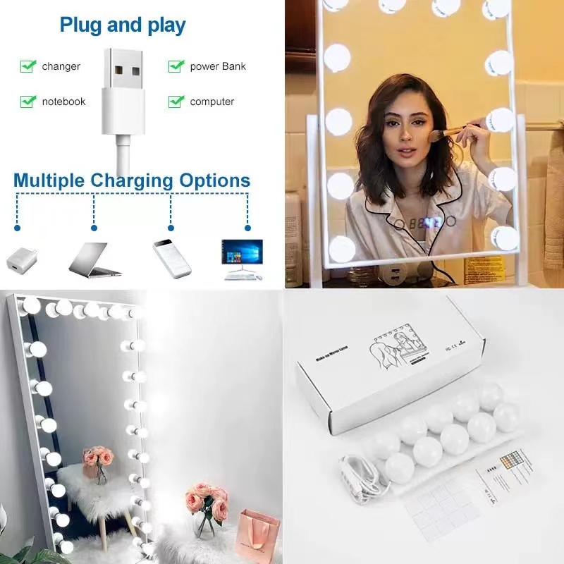 LED Light Paste Mirror Makeup  - Home Bathroom Vanity 评论和价格
