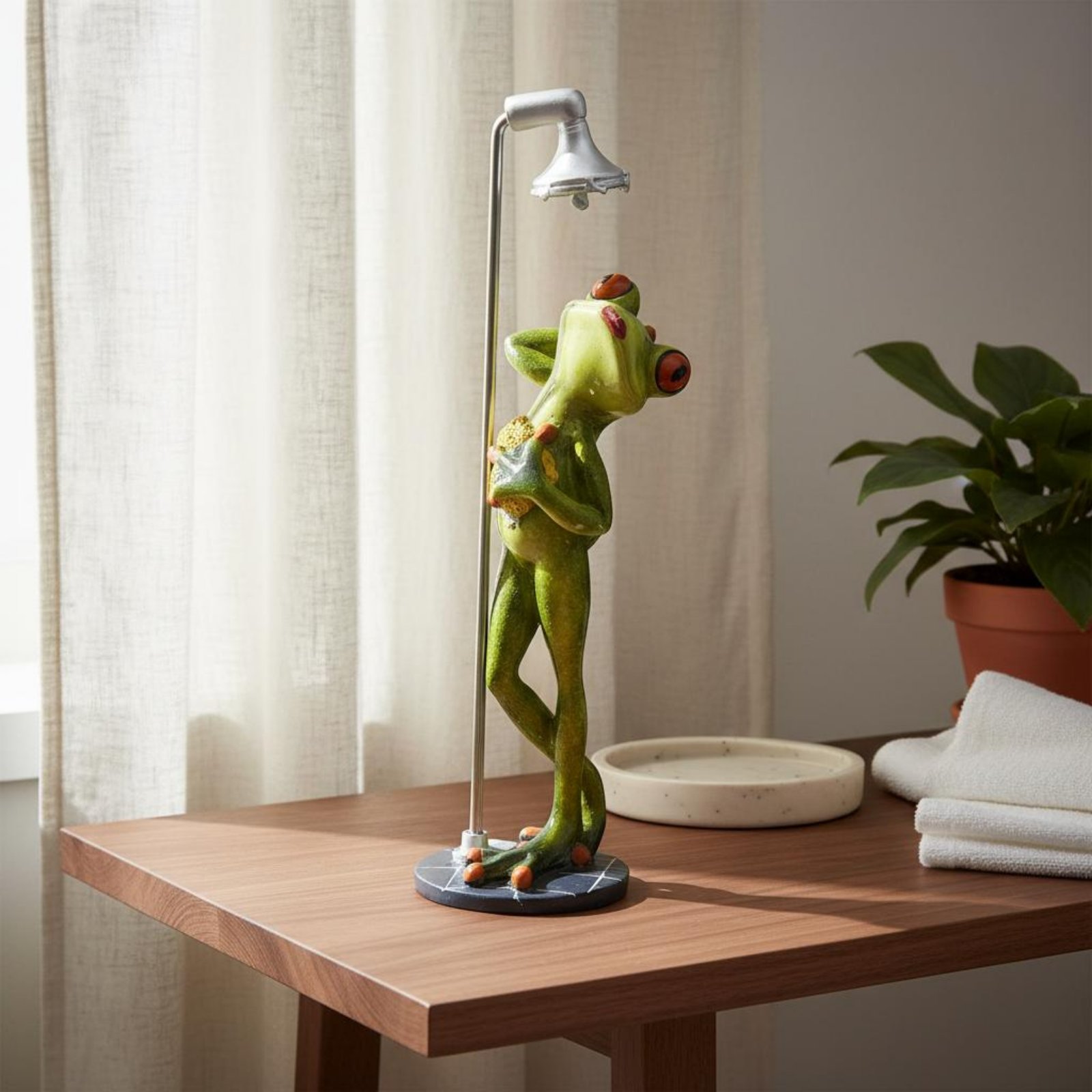 Showering Frog Figurine Great  - Home Bath 评论和价格