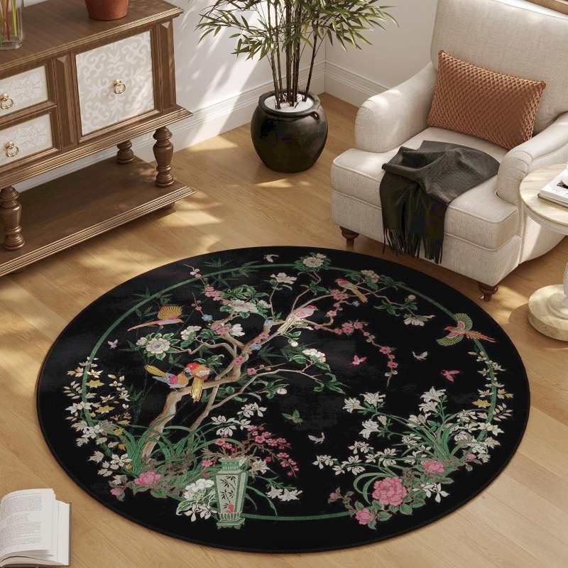 Chinese Floral Bird Pattern Ro - Zara Home Bathroom Rug 评论和价格