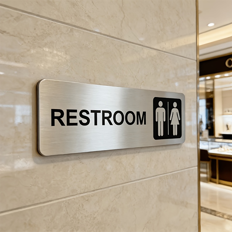 1Pcs Brushed Metal Restroom Si - Home Bathroom Door Signs 评论和价格