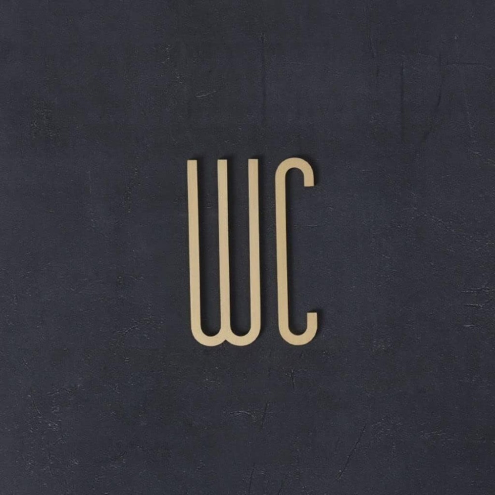 Self Adhesive Brass WC Sign Re - Home Bathroom Door Signs 评论和价格