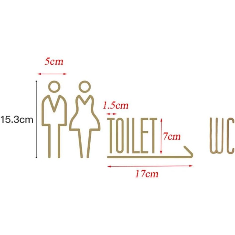 Self Adhesive Brass WC Sign Re - Home Bathroom Door Signs 评论和价格