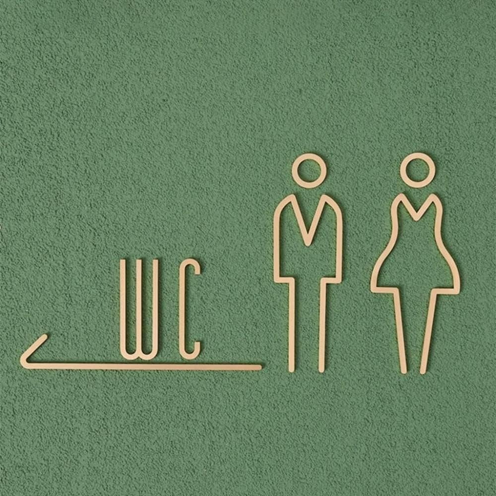Self Adhesive Brass WC Sign Re - Home Bathroom Door Signs 评论和价格